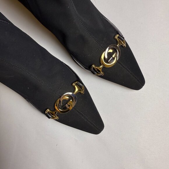Gucci | Size 38 | Black Zumi Stretch Mid-Calf Booties w/ Pointed Toe | ($1,490) - Picture 4 of 9
